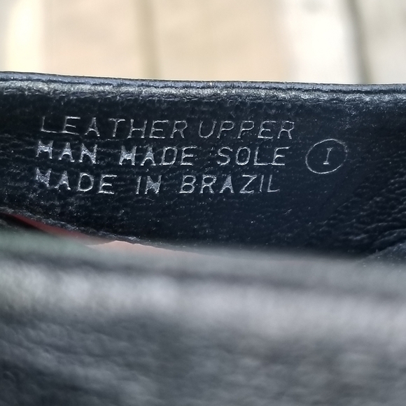 Vintage 90s y2k Black Leather Square toe Bow Front Slingback Wedge Sandals 8 - Picture 8 of 9